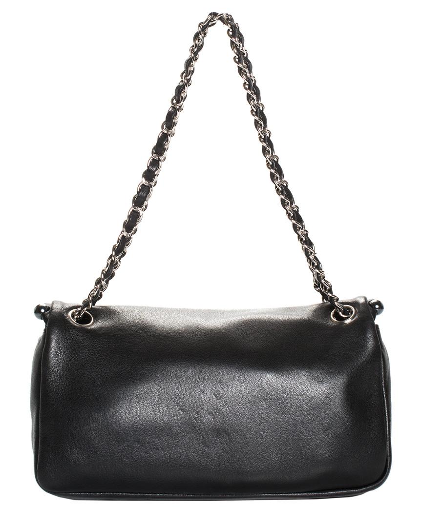 معكرونة متهم ينقرض  Chanel Black Lambskin Leather Pearl Obsession Single Flap Bag | Lyst
