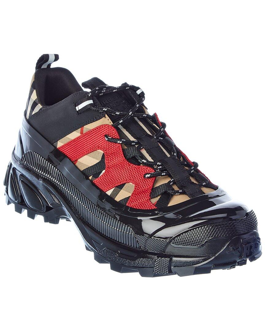 vintage check cotton and nubuck arthur sneakers