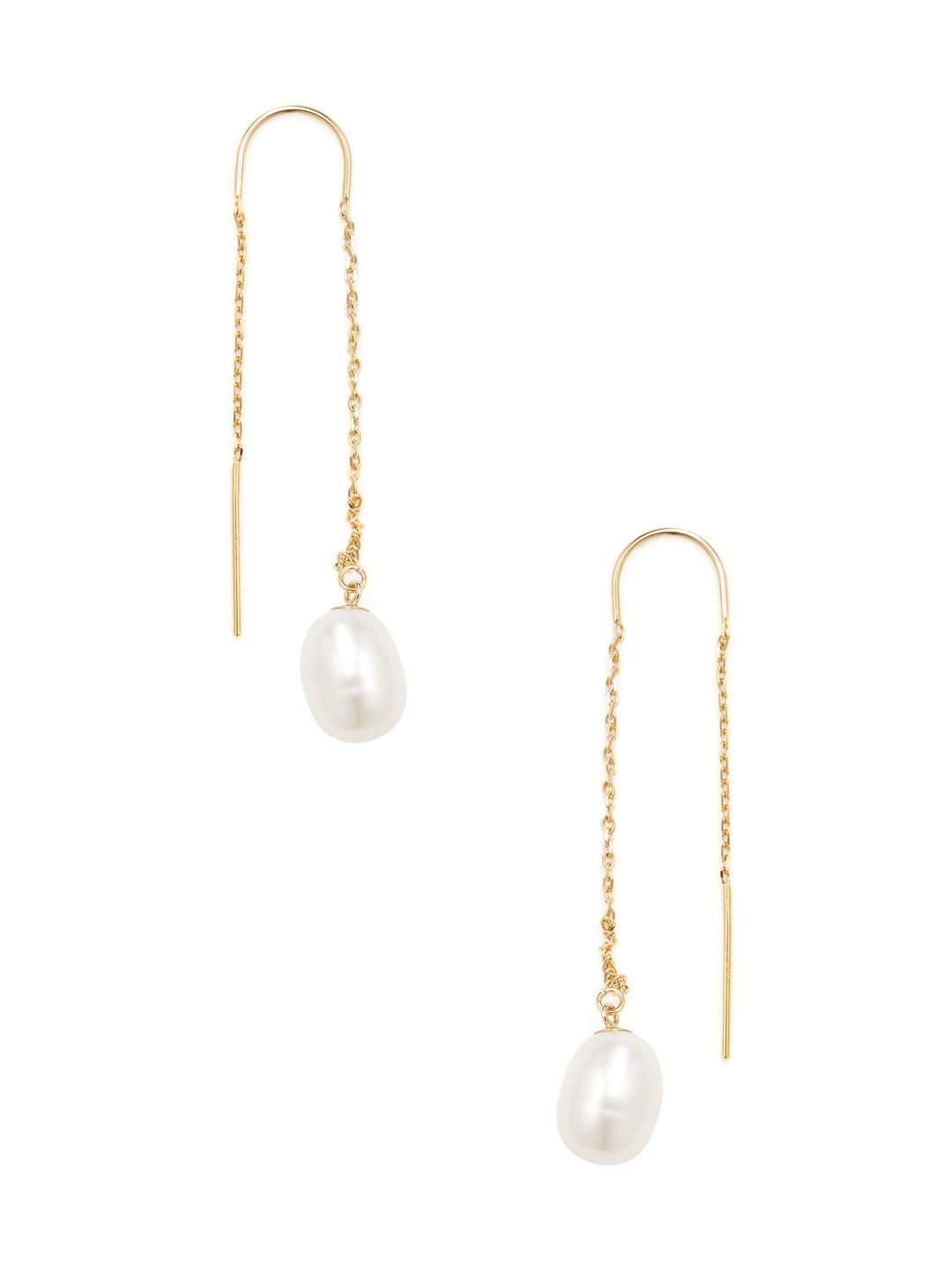 Masako Pearls 14k Yellow Gold & Pearl Threader Earrings in White Lyst