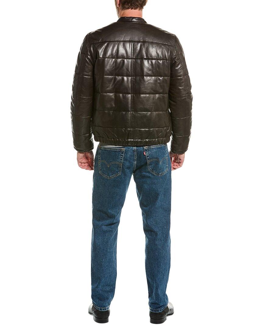 AllSaints Russel Leather Puffer Jacket in Black for Men | Lyst UK