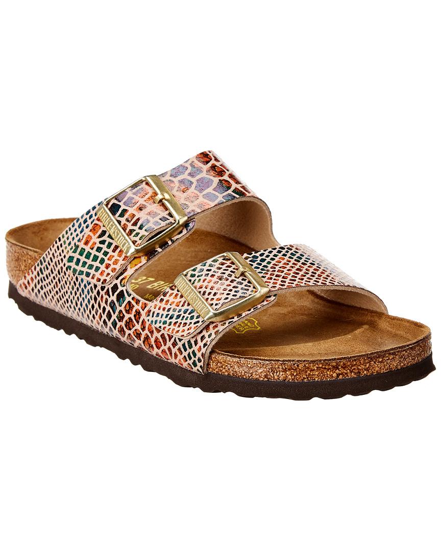 Birkenstock Arizona Snakeskin-embossed Birko-flor Sandal in Brown | Lyst