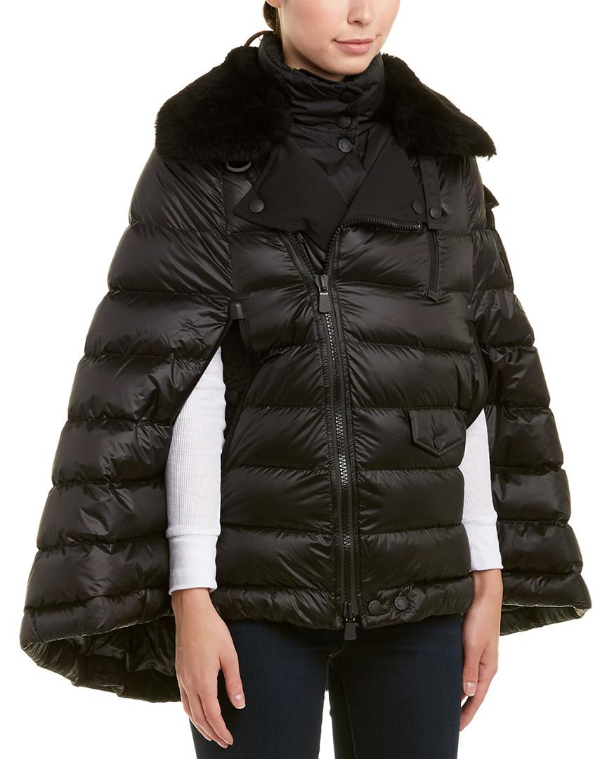 Moncler Synthetic Quilted Cape Jacket in Black | Lyst