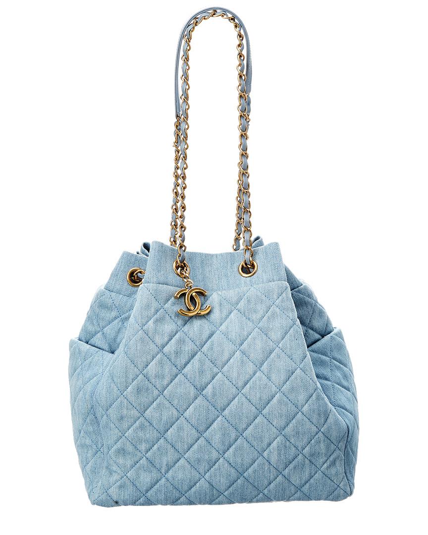 Chanel Blue Quilted Washed Denim Bucket Bag - Lyst