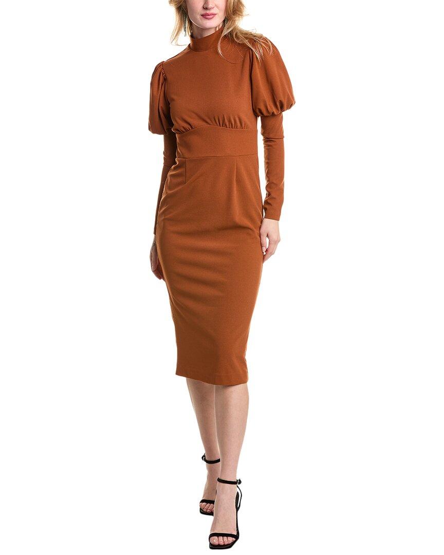 Alexia Admor Divya Mock Neck Midi Sheath Dress in Brown Lyst
