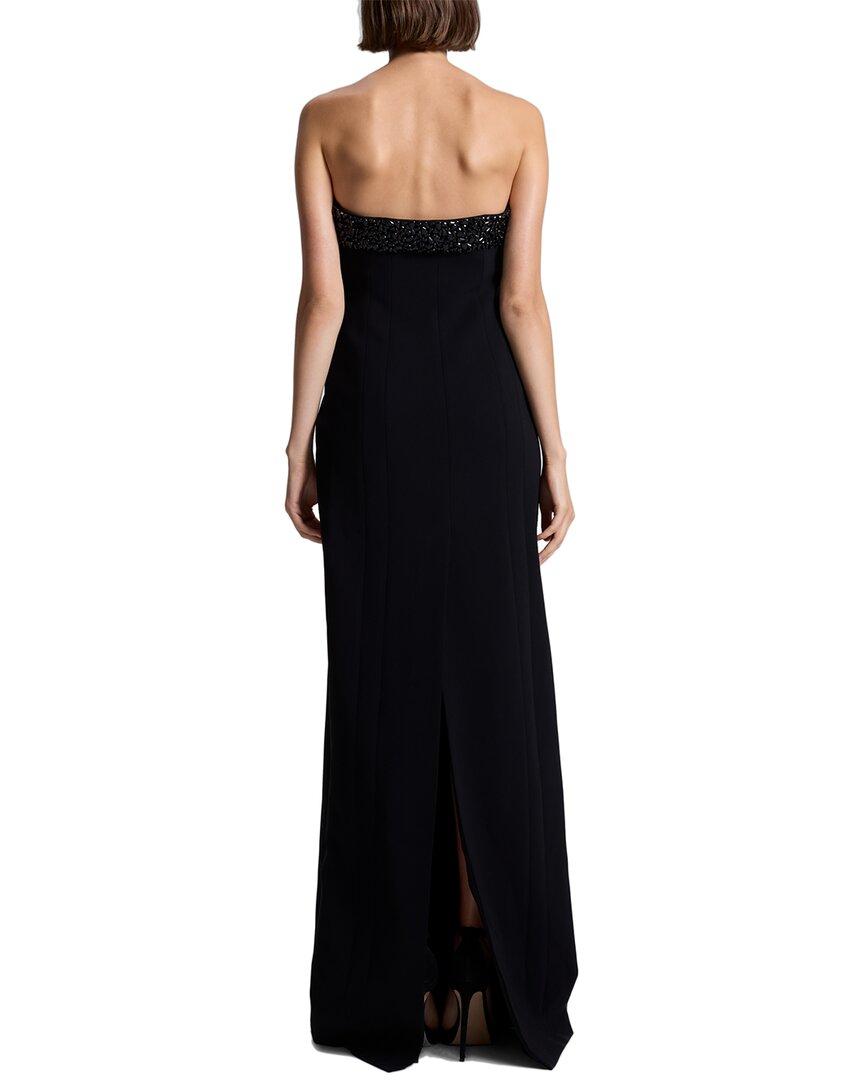 alc elizabeth dress black A.L.C. Women's Lucia Satin and Lace Midi Dress in Black/Black, Size 14
