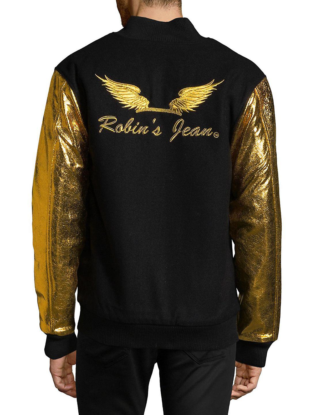 Leather Rib-trimmed Varsity Jacket 