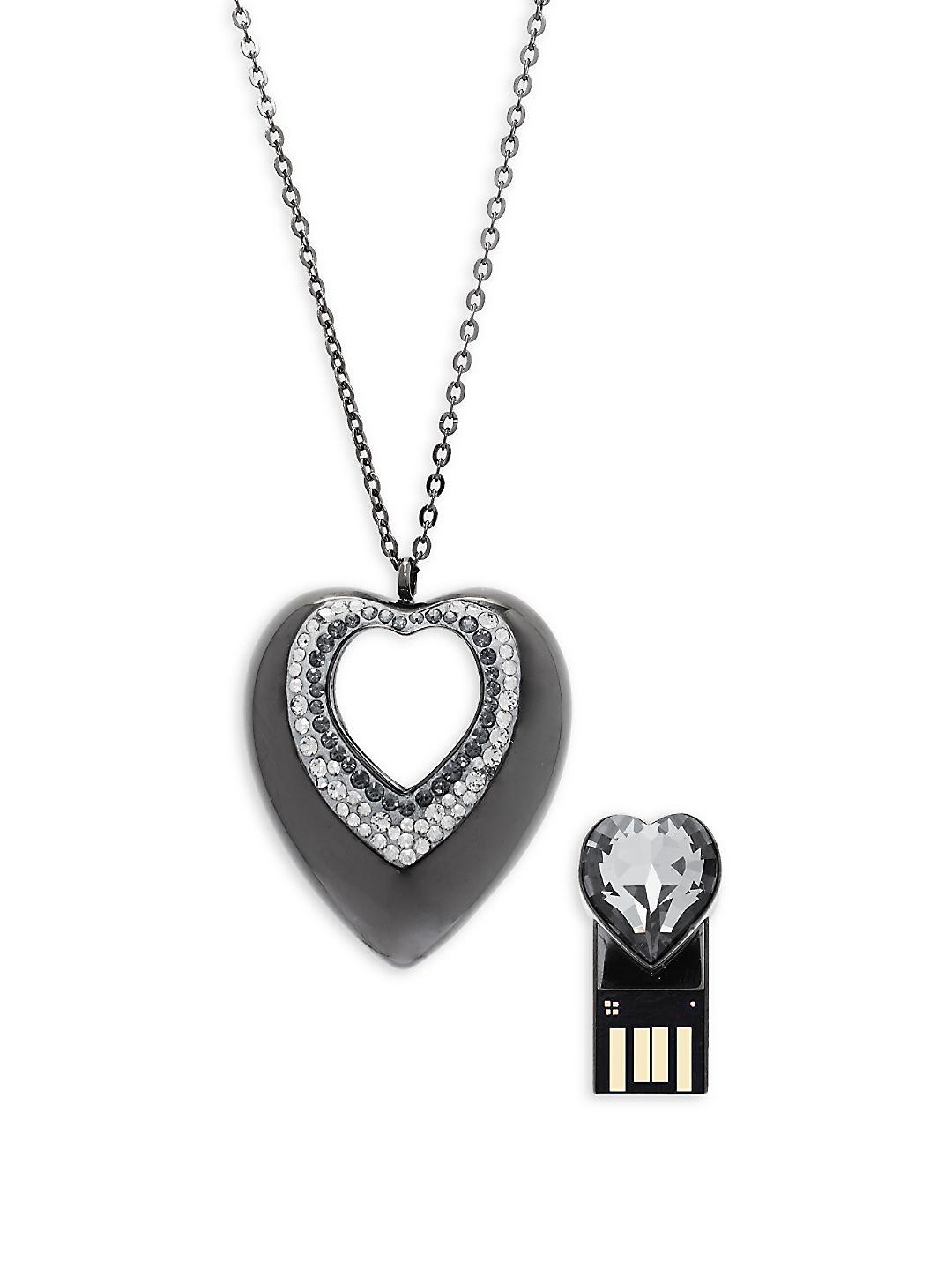 Swarovski Active Crystals Heart 8gb Usb Pendant Necklace in Silver  (Metallic) | Lyst