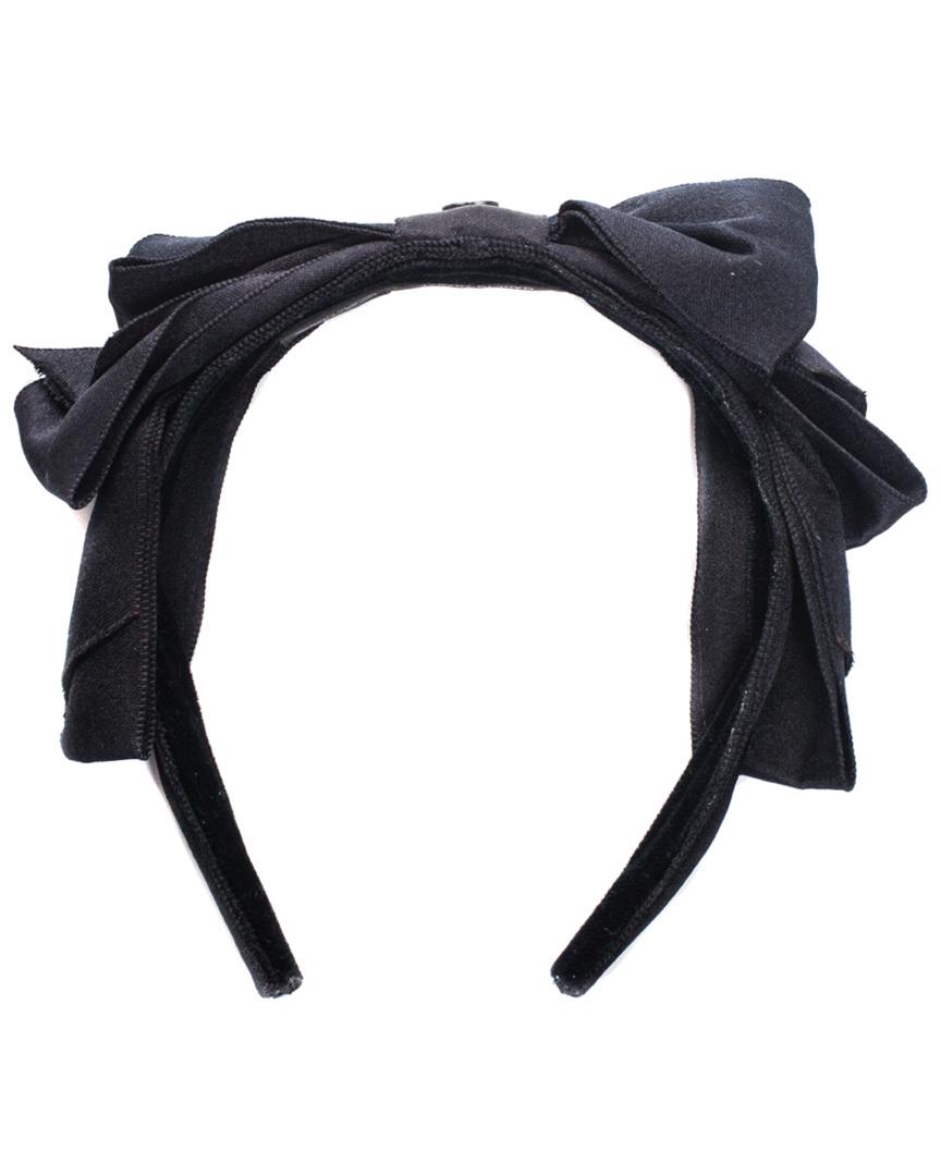 Chanel Black Silk Cc Bow Hairband Lyst