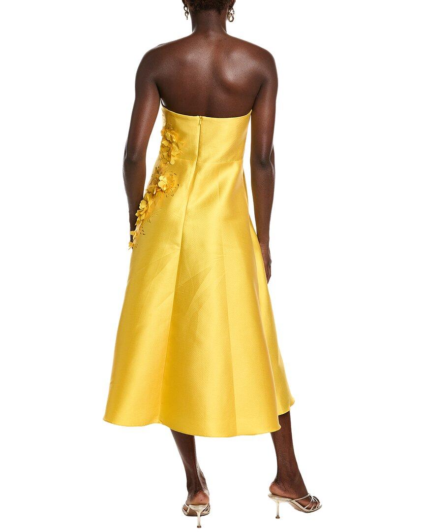 green emerald velvet dress Hazel Printed Drop Waist Gown by Jewel Badgley Mishcka  Badgley Mischka