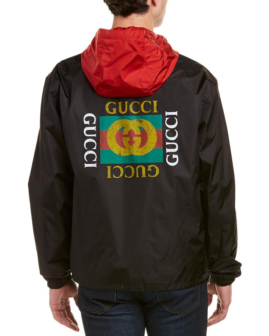 Gucci Logo-print Shell Windbreaker Jacket in Black Men - Save 37% - Lyst