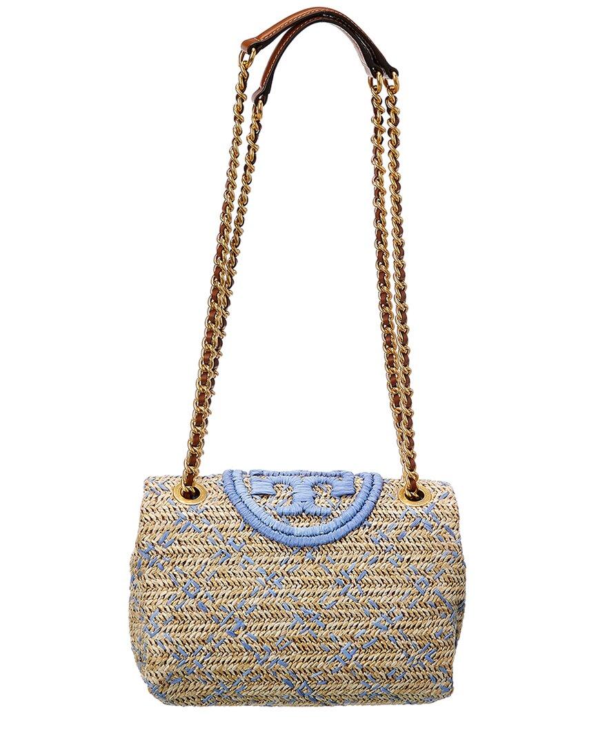 5636 TORY BURCH Fleming Soft Contrast Stitch Small Convertible Shoulder Bag  BLUEWOOD