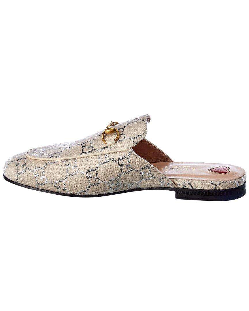 Gucci Princetown GG Canvas Slipper in White | Lyst