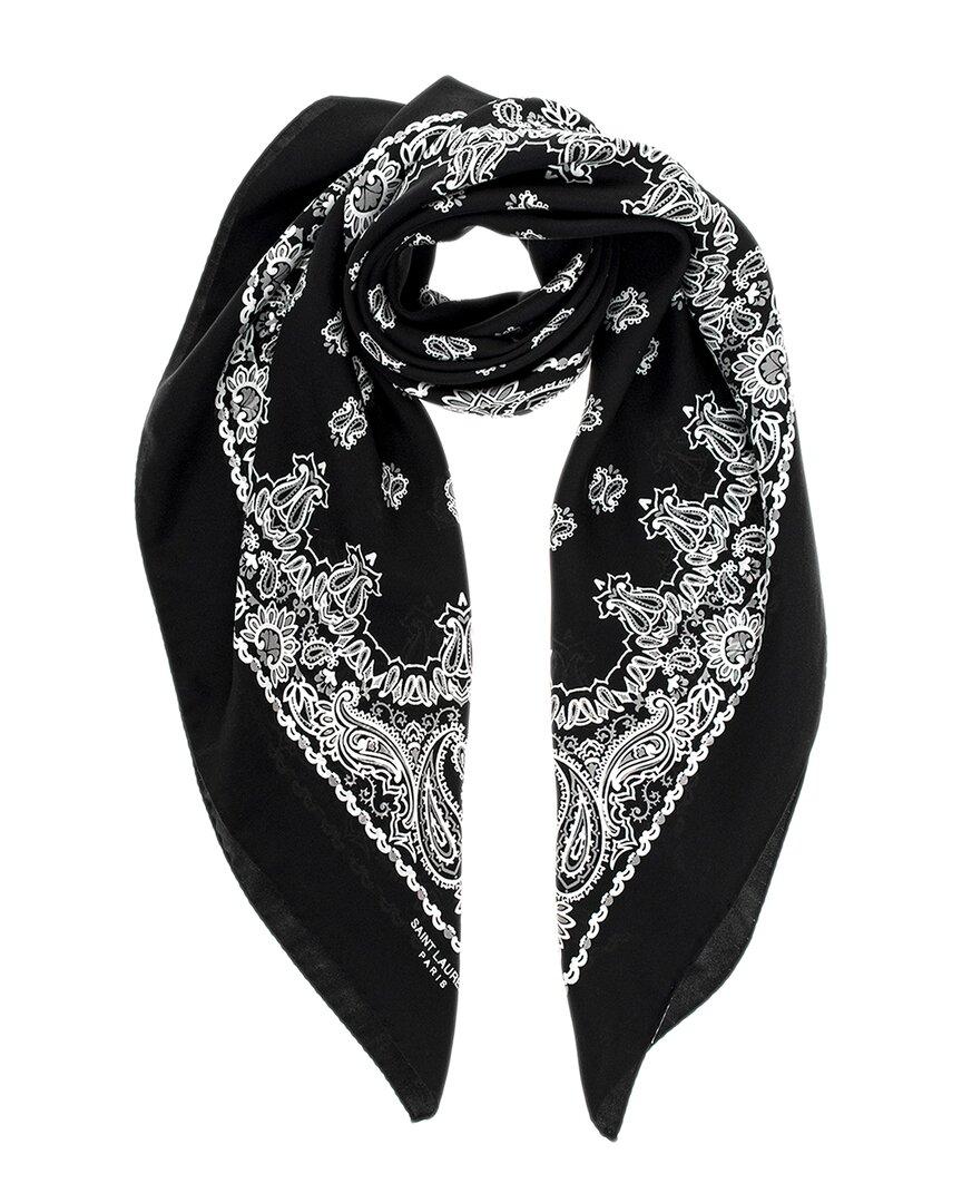 Saint Laurent Bandana Silk Scarf in Black | Lyst UK