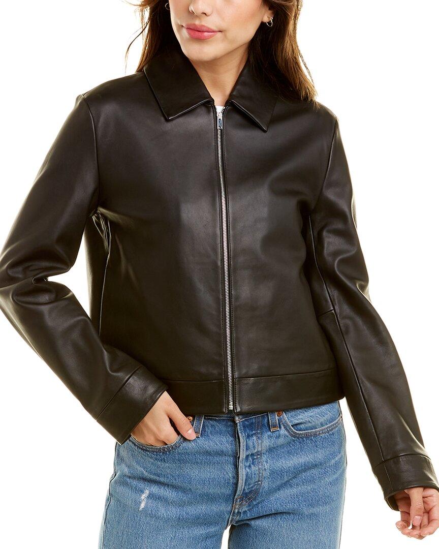 Theory Clean Crop Leather Jacket in Black Lyst