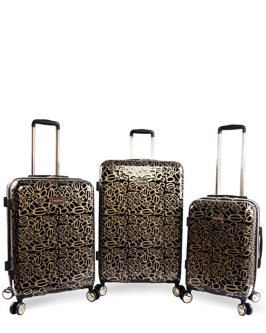 Bebe Annabelle 3pc Hardside Luggage Set in Black Gold (Black) | Lyst