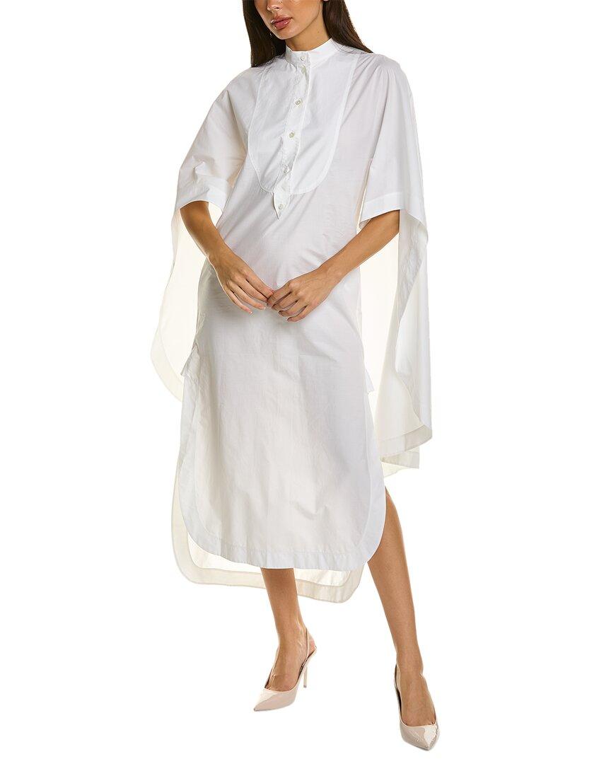 Lanvin Silk Caftan Dress in White | Lyst