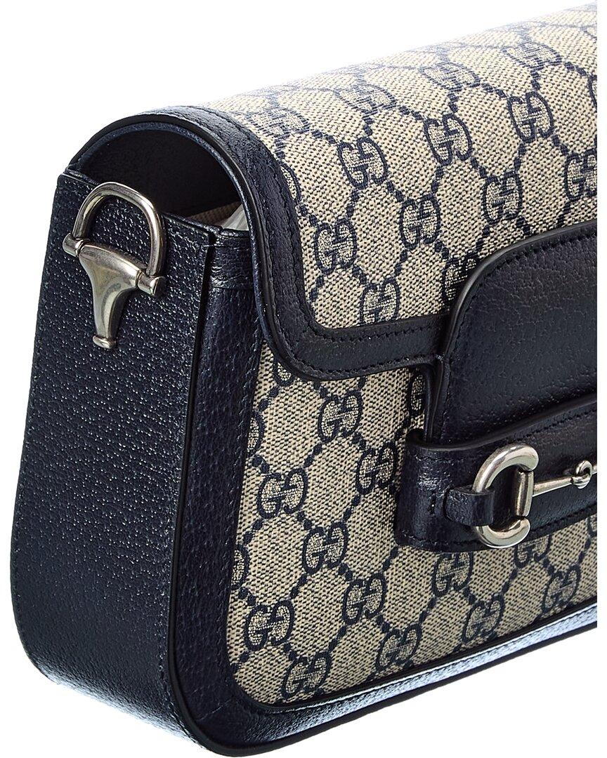 Gucci Horsebit 1955 Mini GG Supreme Canvas & Leather Shoulder Bag in Blue