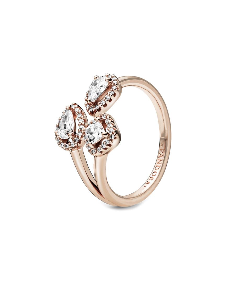 PANDORA Rose? 14k Rose Gold Plated Geometric Shapes Cz Open Ring in Metallic Lyst