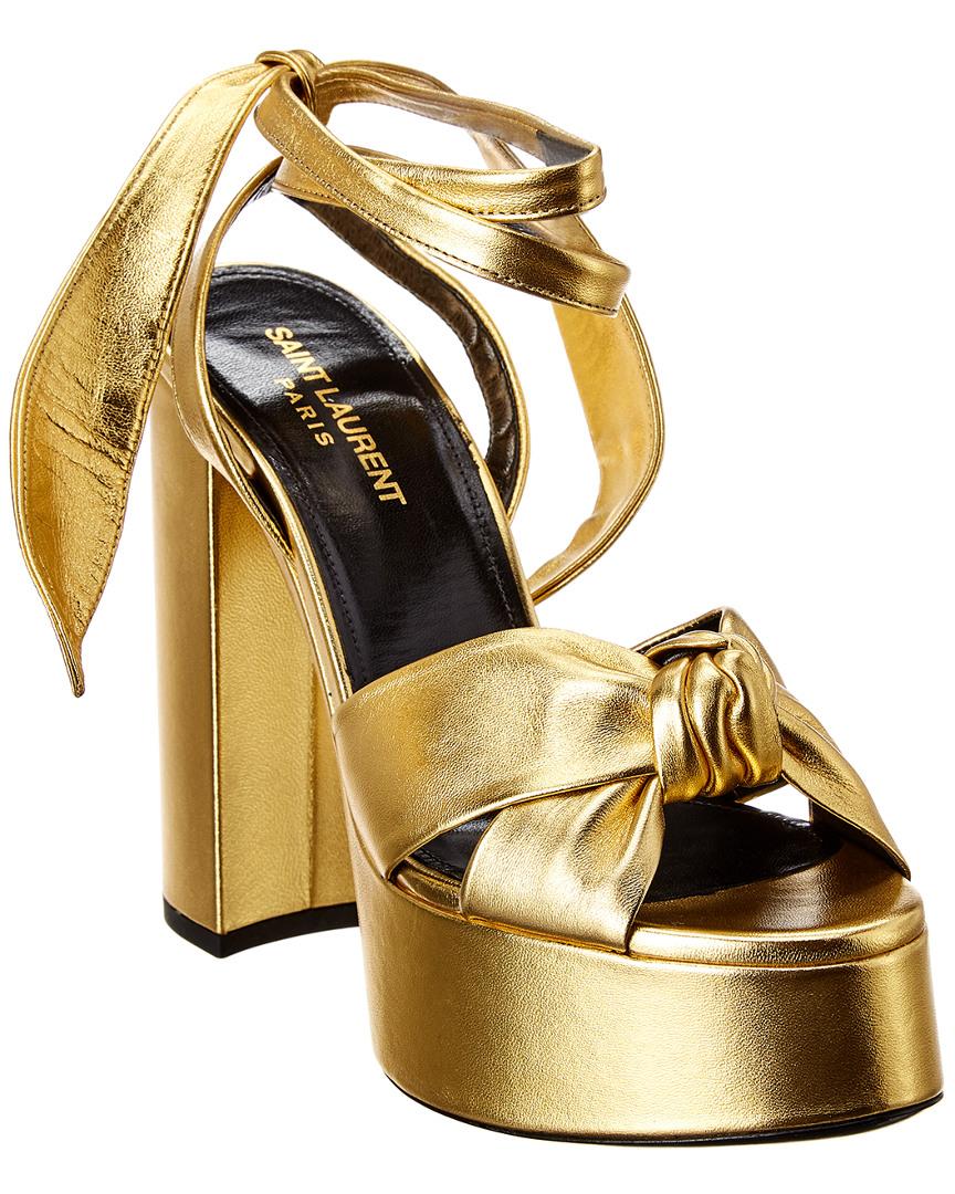 Saint Laurent Bianca Knot Metallic Leather Platform Sandal | Lyst