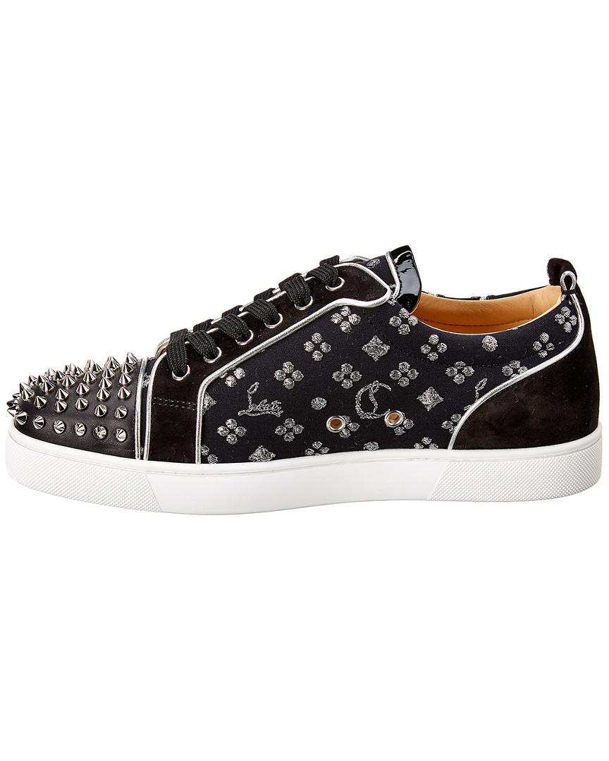 Christian Louboutin Louis Junior Spikes Leather & Suede Sneaker in Black for Men Lyst