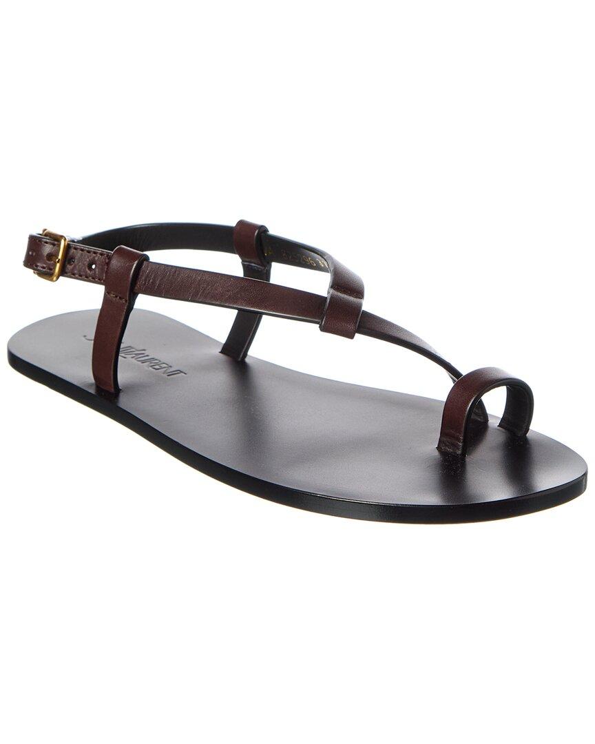 【関税＆送料込み】Saint Laurent Sandals Saint Laurent slip-on Leather Sandals | Brown | FARFETCH