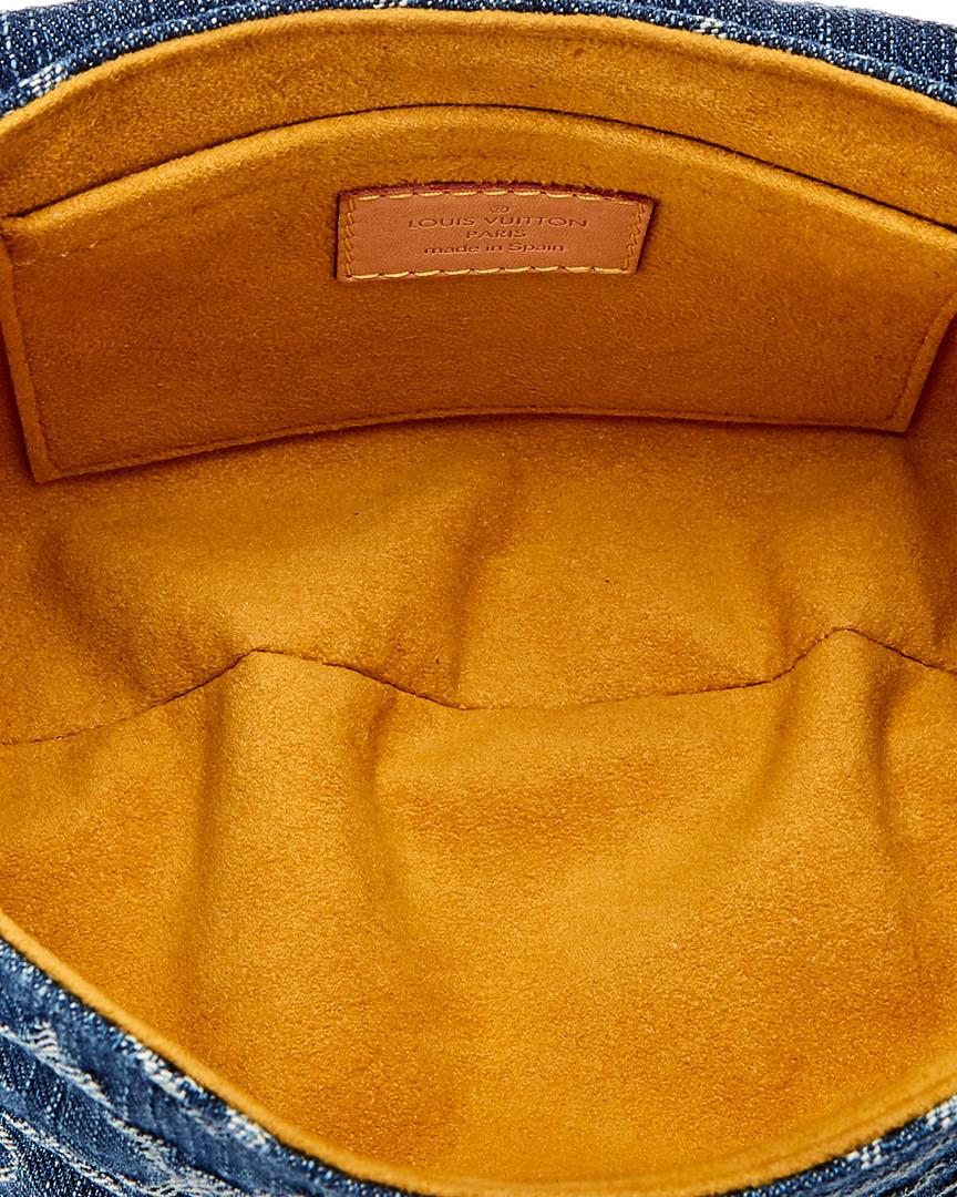 LOUIS VUITTON Mini Pleaty Monogram Denim Shoulder Handbag Blue