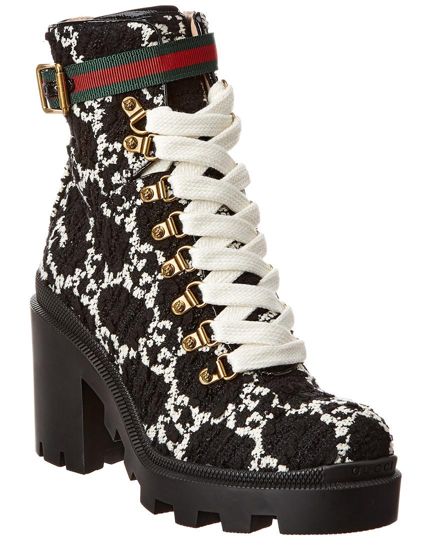 Gucci GG Tweed Ankle Boots in Black