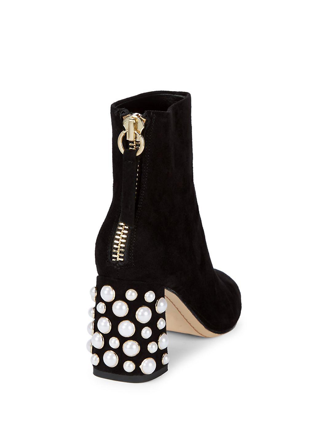 black booties with pearl heel