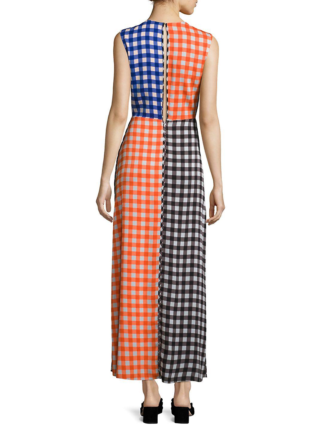 Diane von Furstenberg Colorblock Gingham Maxi Dress | Lyst