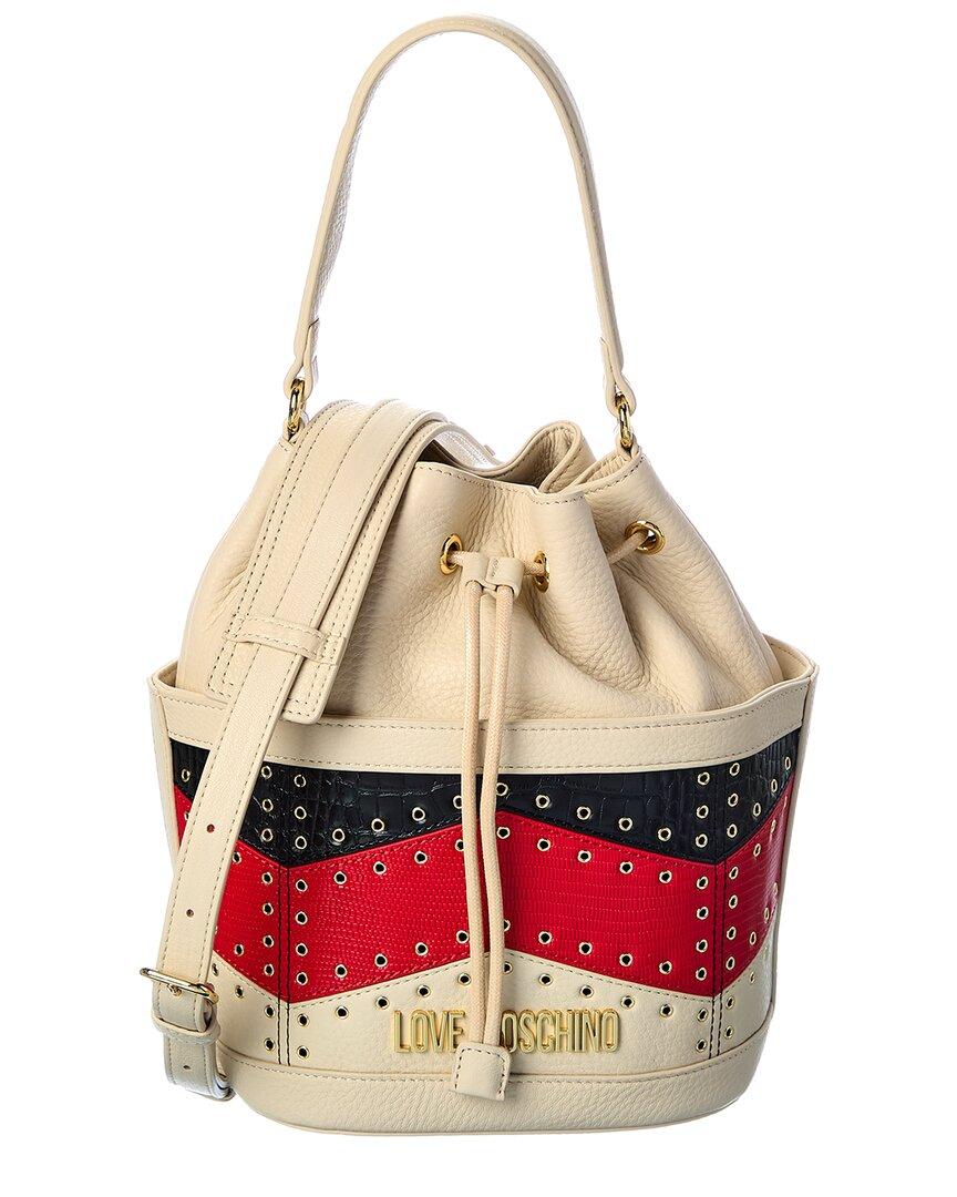 Love Moschino Patchwork Bucket Bag in White | Lyst