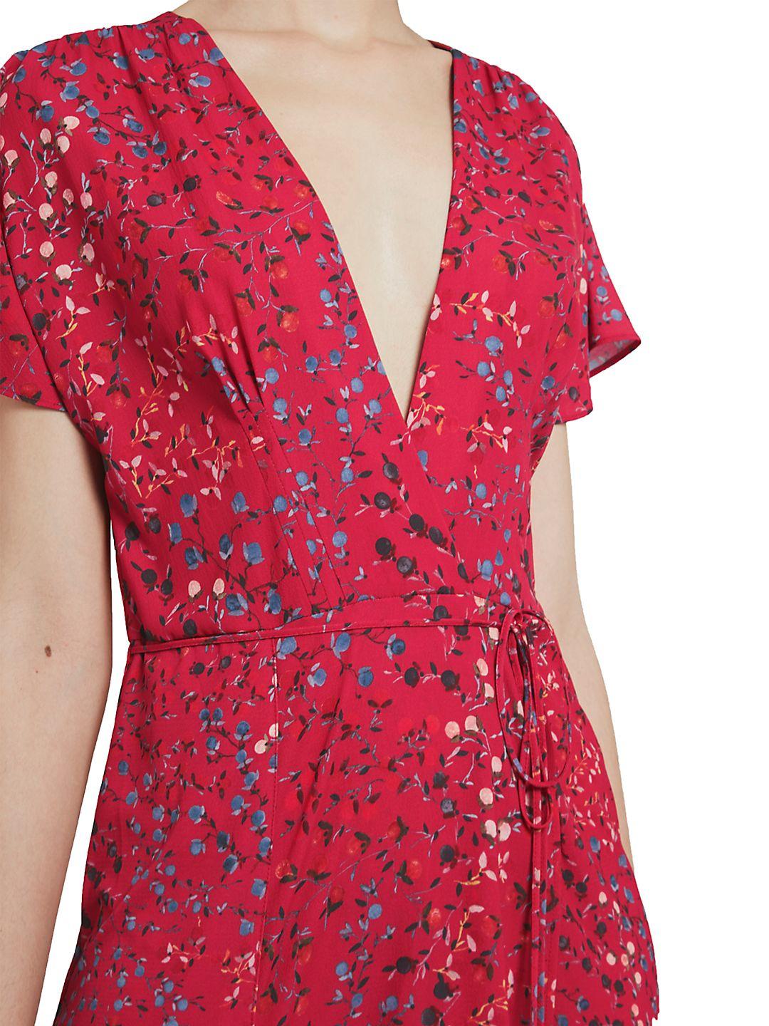 Synthetic Floral Wrap Dress ...