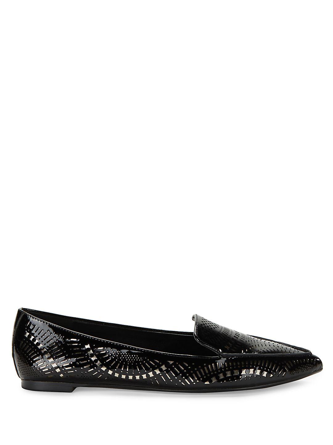 Karl Lagerfeld Danica Laser-cut Leather Smoking Flats in Black - Lyst