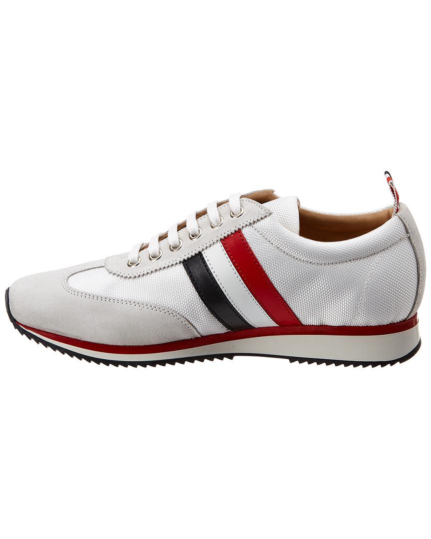 Thom Browne Running Shoe With Red, White And Blue Stripe In Suede