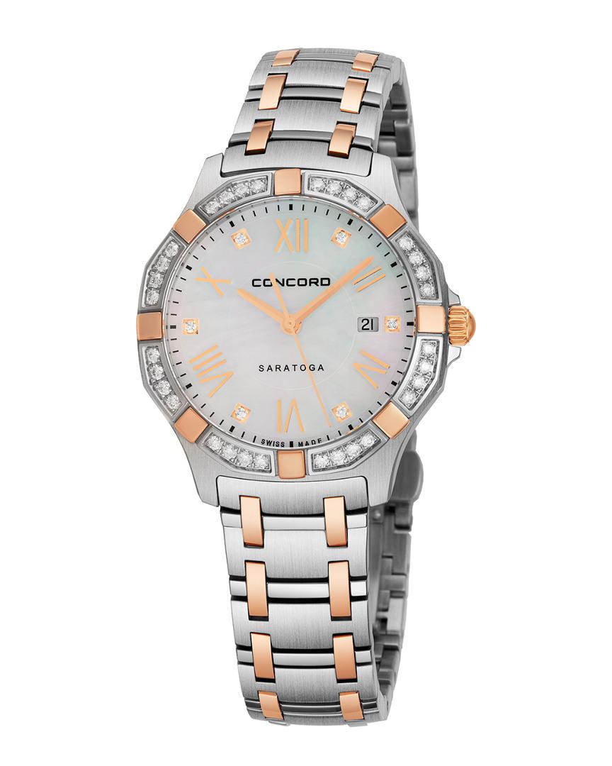 concord metallic saratoga diamond watch