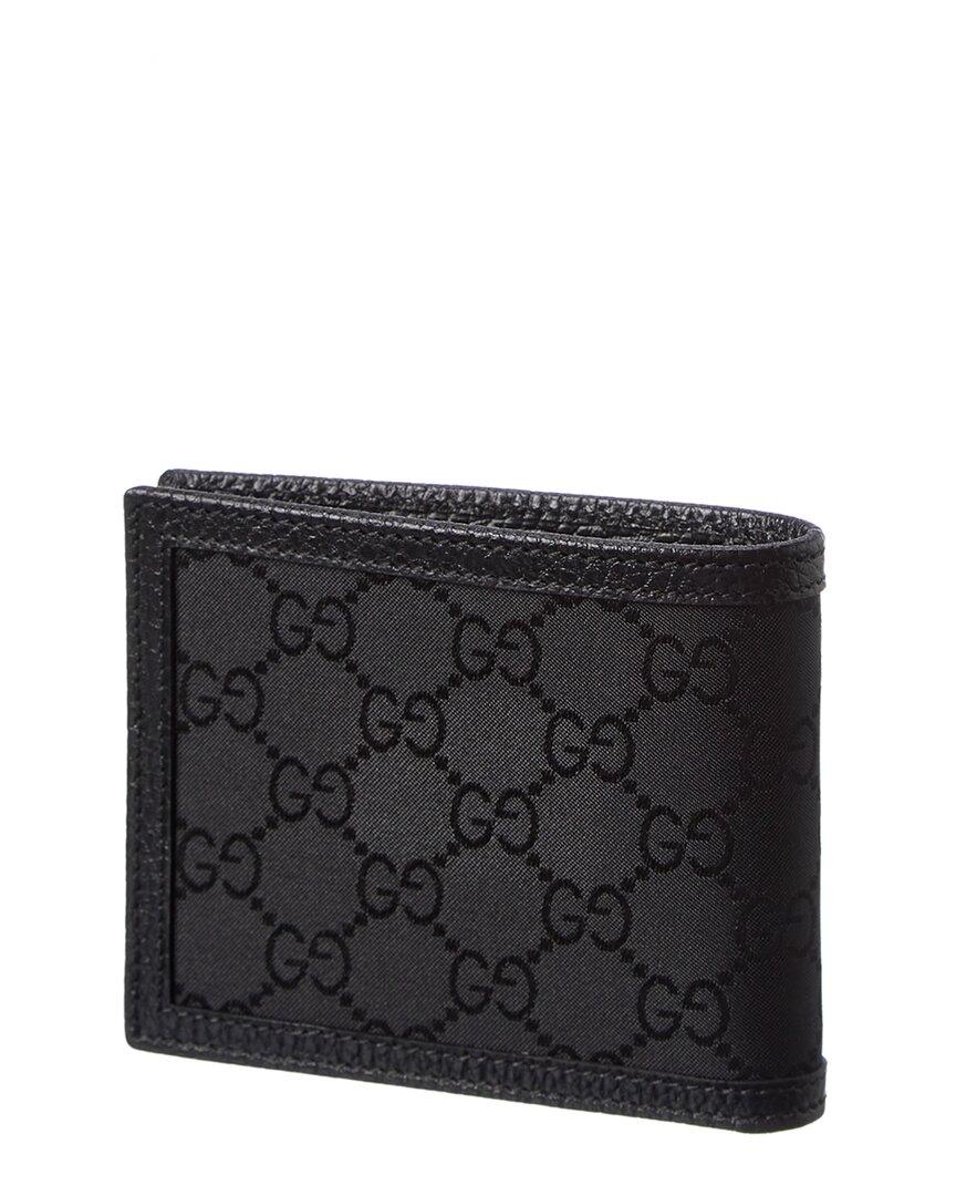 Gucci GG Canvas Leather Bifold Wallet in Black Men | Lyst