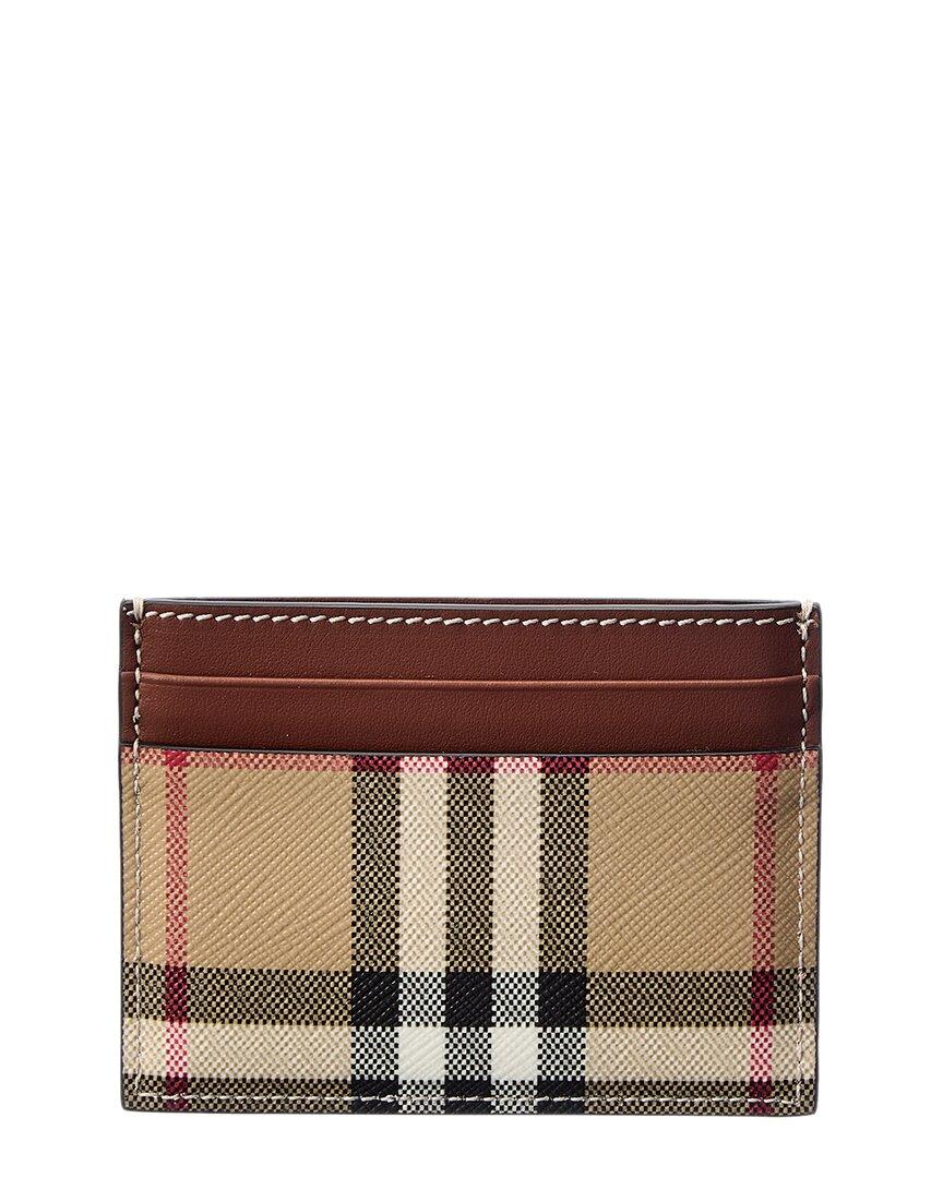 Burberry Vintage Check E-canvas & Leather Card Holder in Brown
