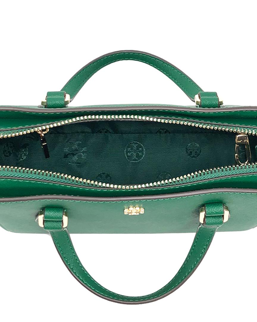 Tory Burch Emerson Saffiano Leather Mini Top Zip Tote Handbag