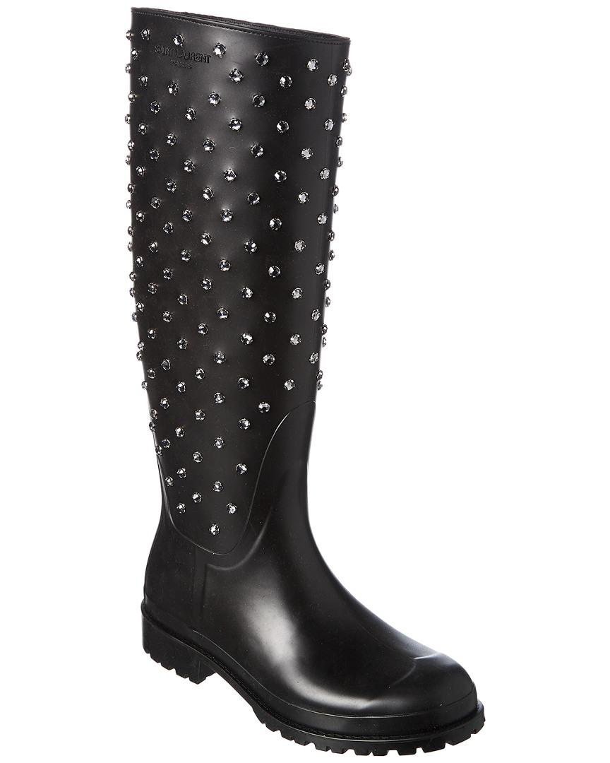 black studded rain boots