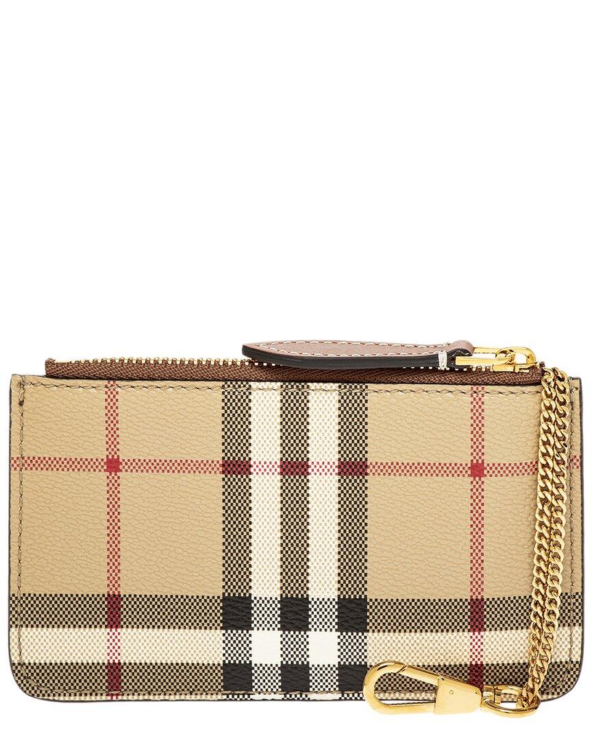 Burberry Card Holder - Vintage Check E-Canvas And Leather Case