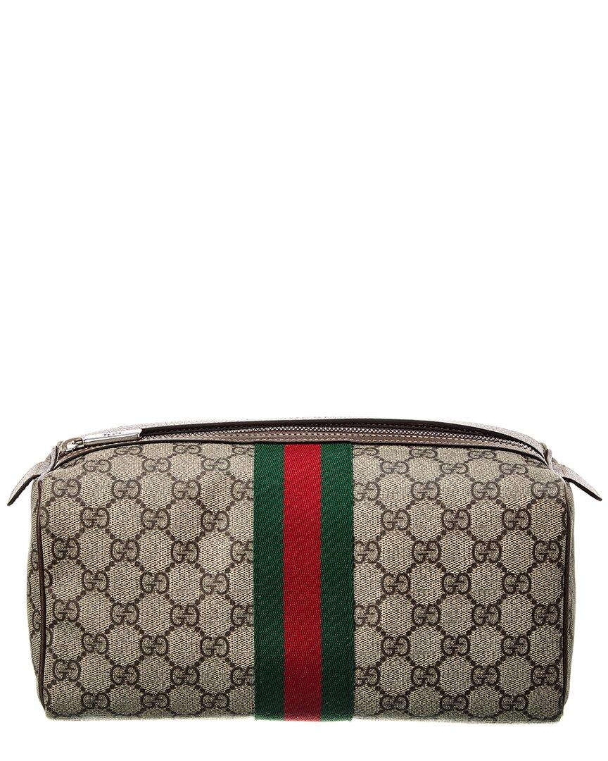 Gucci Beige/Brown GG Supreme Canvas and Leather Ophidia Pouch Gucci