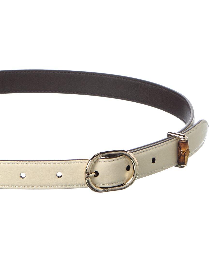 Gucci Oval Leather Buckle Belt in White | Lyst UK