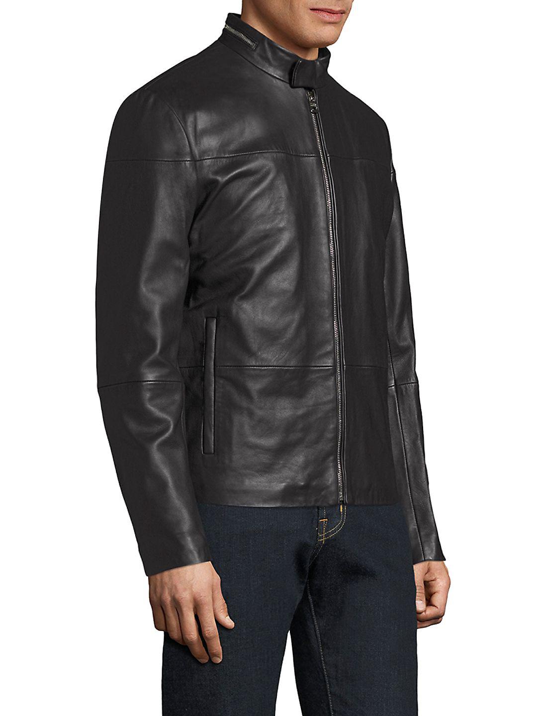 hugo boss lefox lamb leather jacket