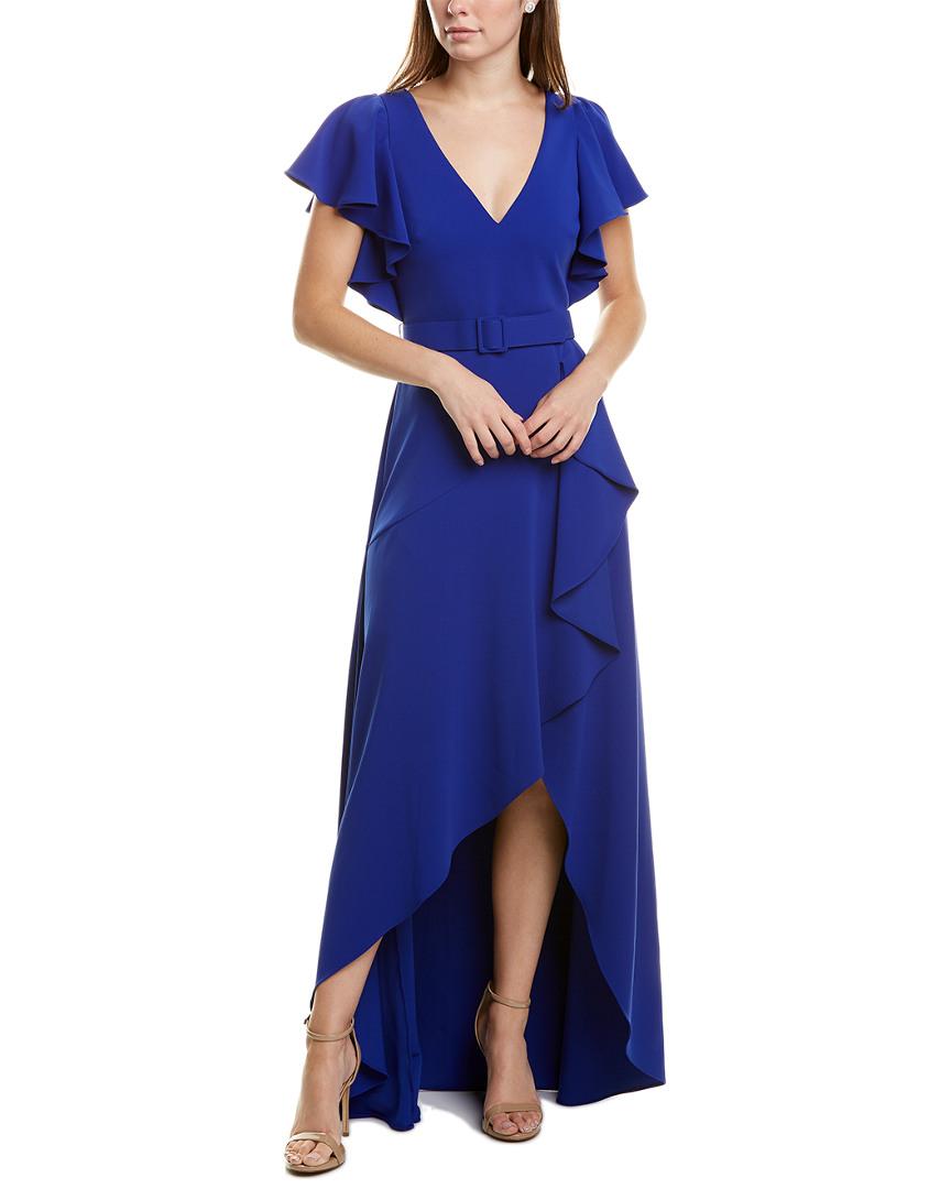 badgley mischka ruffle gown