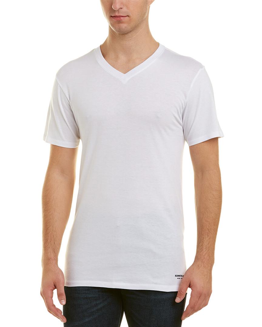 Kenneth Cole Cotton New York 3 Pack Slim V-neck T-shirt in White for ...