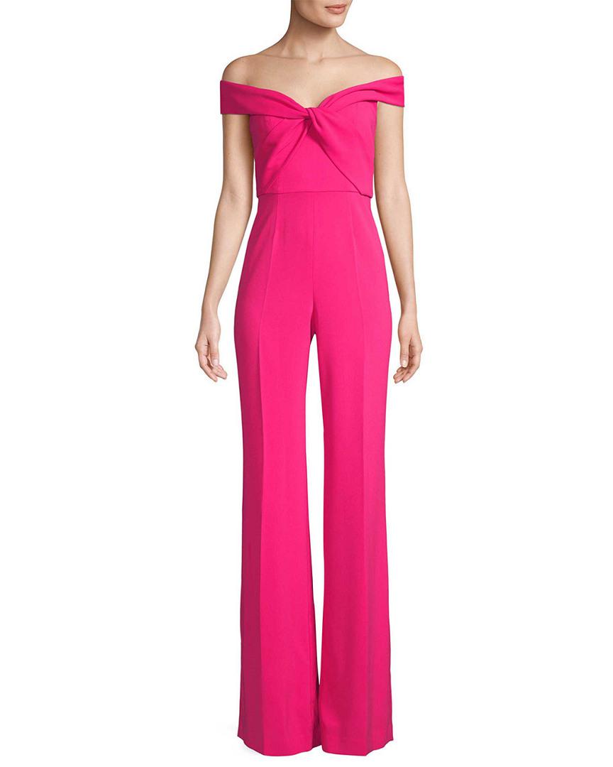 off the shoulder pink jumpsuit