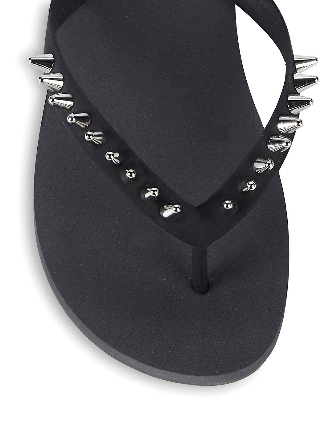 Giuseppe Zanotti Synthetic Spikes Flip Flops in Black Lyst