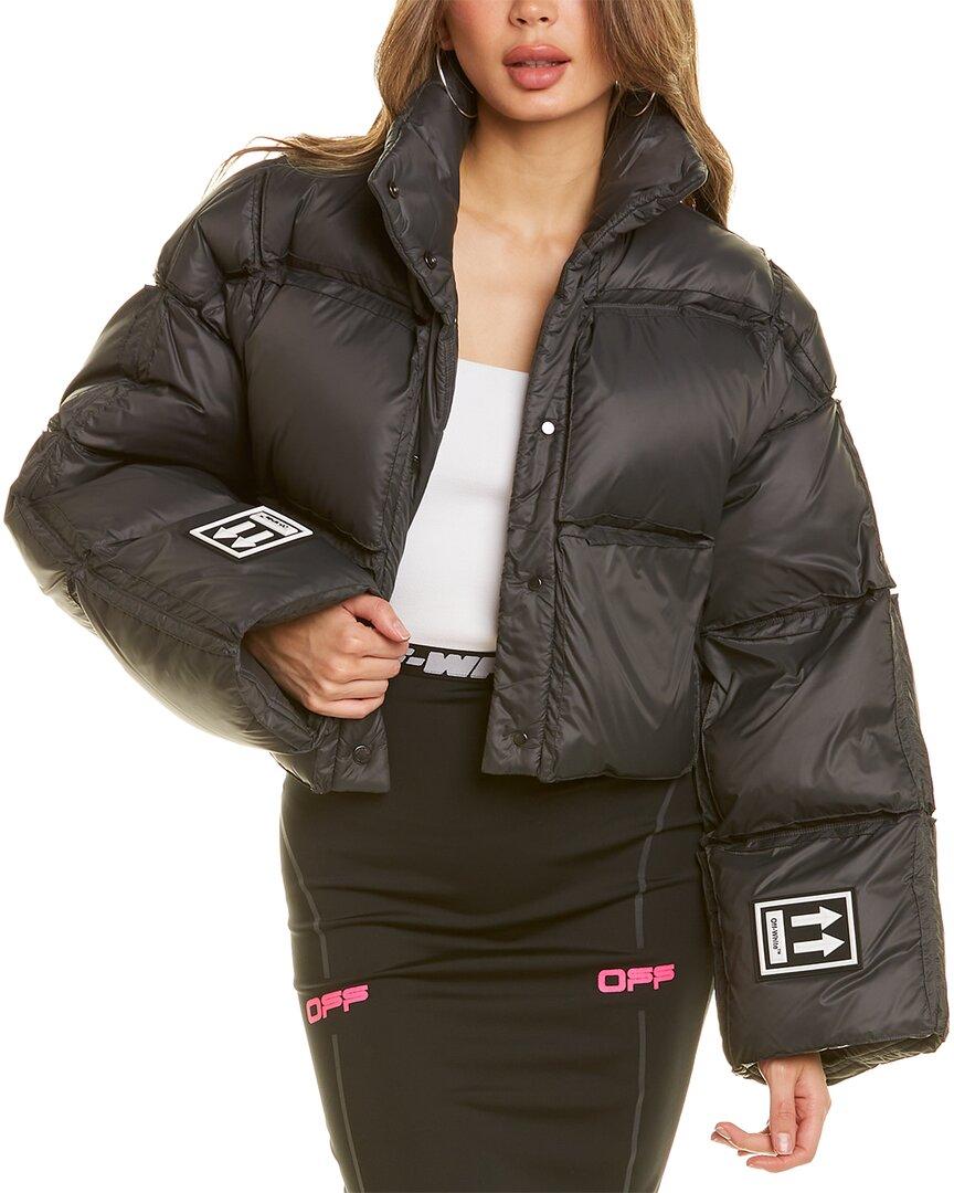 white cropped puffer coat