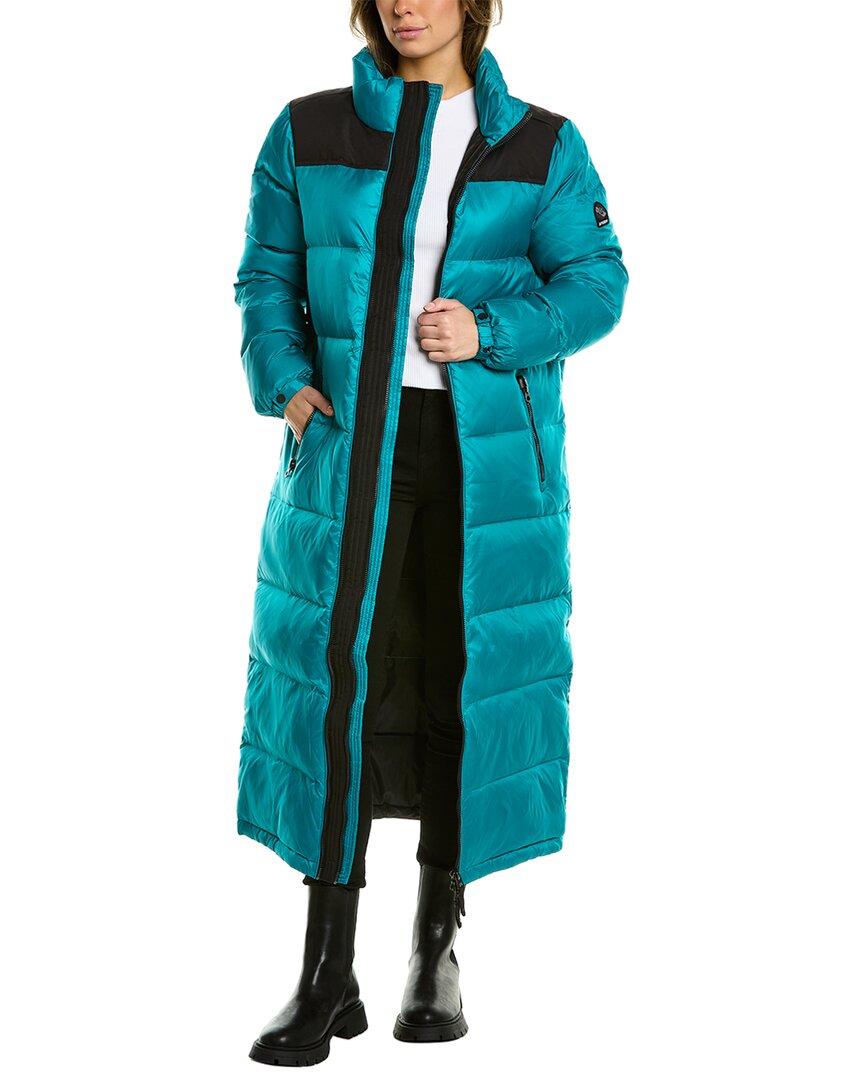 Superdry Longline Code Puffer Down Coat in Blue Lyst