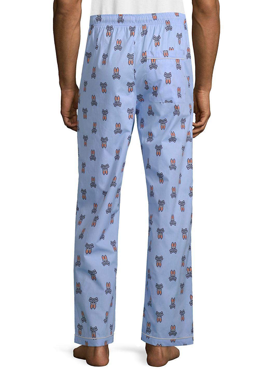 Psycho Bunny Printed Woven Cotton Pajama Pants in Blue for Men | Lyst