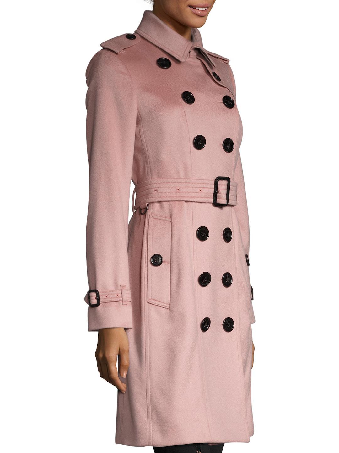 Burberry Sandringham Fit Cashmere Trench Coat in Pink | Lyst